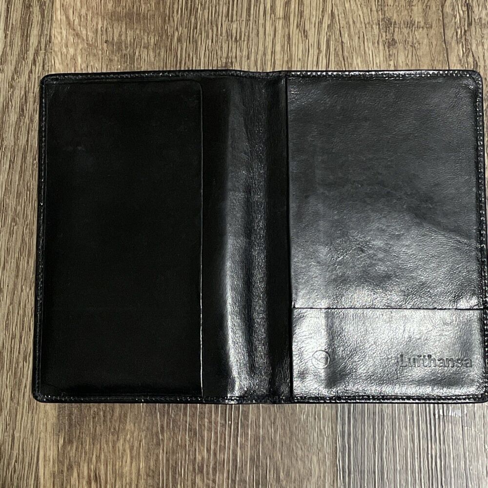 VINTAGE LUFTHANSA  LEATHER PASSPORT WALLET CHECKBOOK TICKET BILLFOLD HOLDER